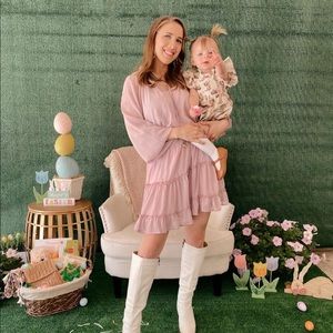 Lavender long sleeve boutique dress with ruffles